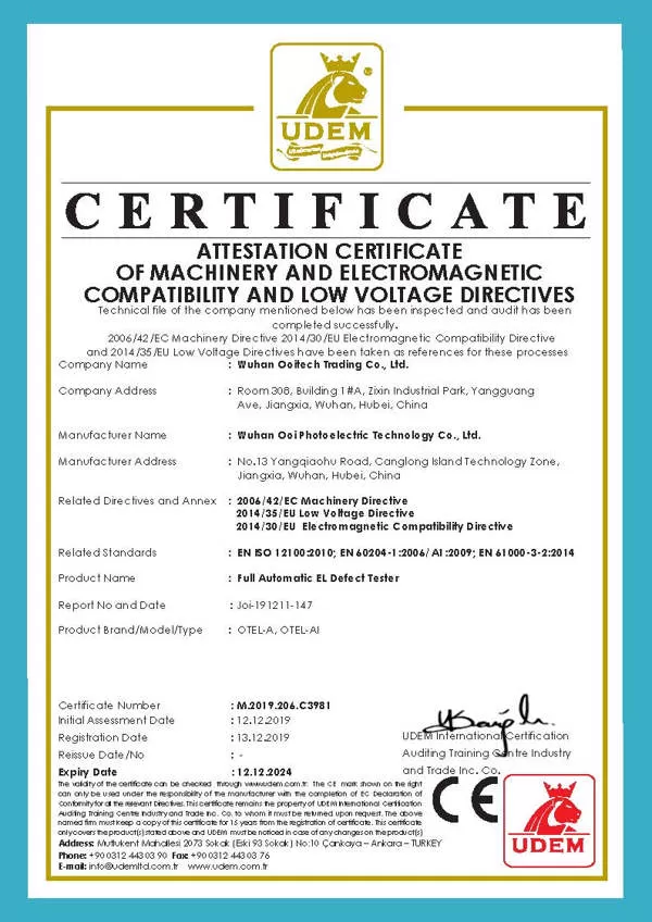 solar EL tester CE certificate